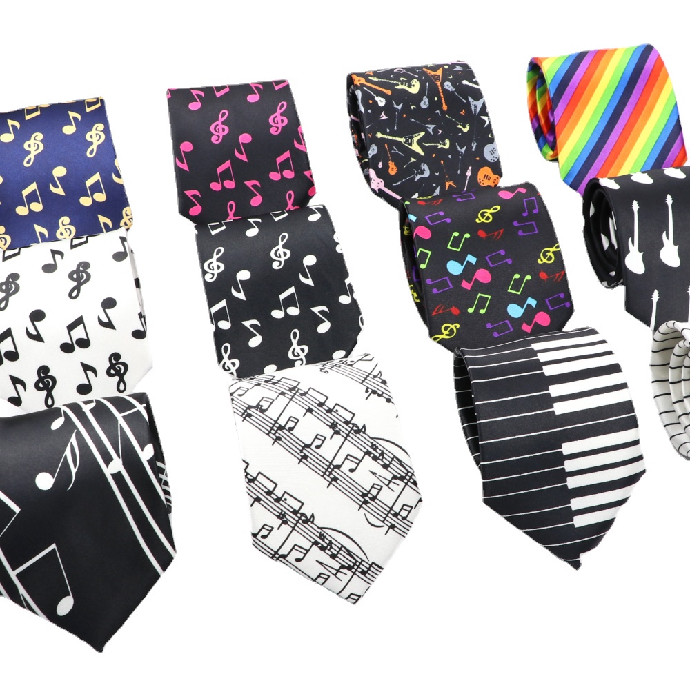 Zonfaz ผู ้ ชายแฟชั ่ นคลาสสิกเพลงผ ้ าไหม Tie Musical Notes เนคไทเปียโนกีตาร ์ รูปแบบ Ties งานแต ่ งงานอุปกรณ ์ เสริม 8 ซม.กว ้ าง