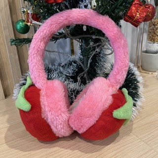 ที่ปิดหูกันหนาว รูปสตอเบอรี่ Earmuff ที่ครอบหู ที่ปิดหูอุ่น คาดผมกันหนาว Earwarmer ที่คาดผม หูฟัง Warmer Fur Muff Earlap