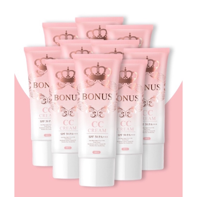 [แพ็ค10]กันแดด Bonus Kiss CC Cream SPF 50 PA+++ ซีซีครีมกันแดดปรับสีผิวขาวใส1-3ระดับทันทีที่ทากันน้ำ