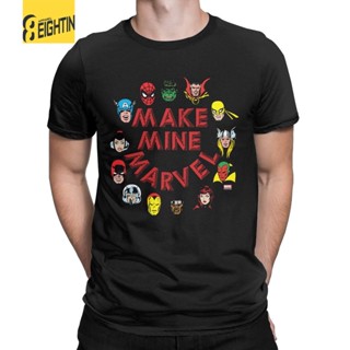 เสื้อยืดคอกลม แขนสั้น ผ้าฝ้าย 100% พิมพ์ลาย Disney Make Mine Marvel Hero สําหรับผู้ชาย และผู้หญิง