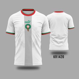 เสื้อกีฬาแขนสั้น ลายทีมชาติฟุตบอล World Cup Morocco 2022 ชุดเยือน