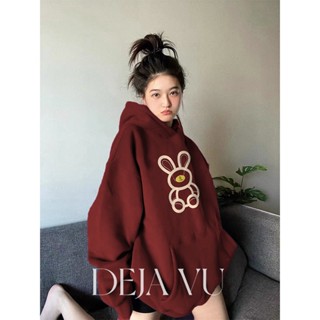 Deja Vu เสื้อกันหนาว เสื้อสเวตเตอร์ลำลอง ใส่สบาย ทรงหลวมน่ารัก เสื้อแขนยาวฮูด Oversize 22122303
