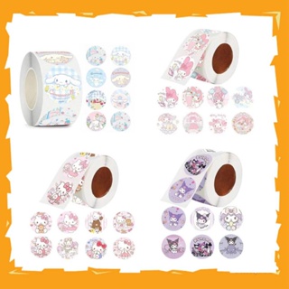 สติกเกอร์ฉลาก ทรงกลม ลาย sanrio my melody hello kitty cinnamoroll kuromi Stellalou 10 ชิ้น