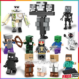 MC Minifigures ของเล่นของขวัญ 16 ประเภทมินิฟิกเกอร์ Iron Golem Steve Creeper Enderman Zombie Villager Skeleton Witch