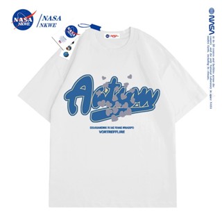 เสื้อยืดแขนสั้น ผ้าฝ้าย ทรงหลวม ลาย NASA แฟชั่นฤดูร้อน สําหรับผู้ชาย และผู้หญิง ผู้ชายและผู้หญิงคู่แขนสั้นสไตล์เดีย_49