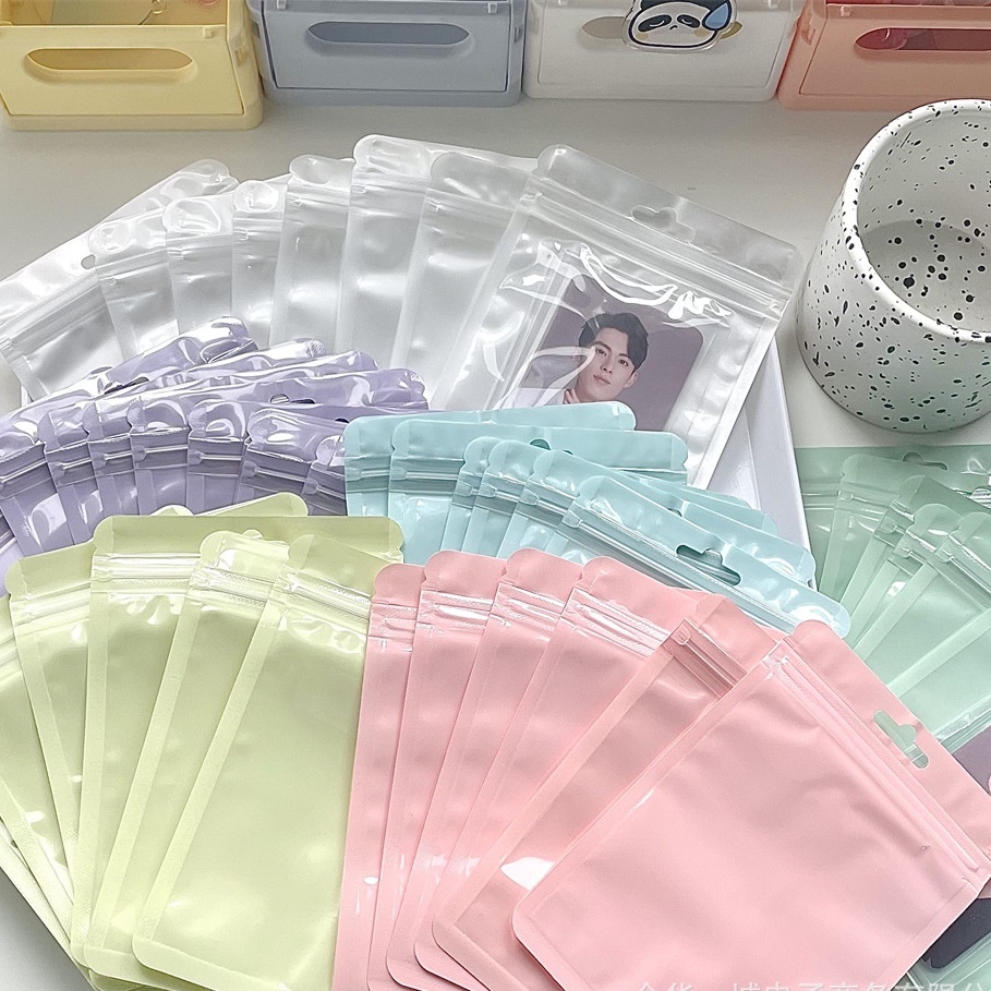 Ohaya ซื้อ 10 แถม 5 ถุงซิปล็อค PVC ใส ลายดาว ขนาดเล็ก สีมาการอง สําหรับใส่เครื่องประดับ ของขวัญ