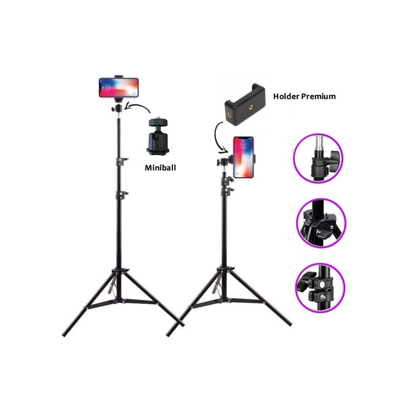 ข้อเสนอสุดฮอต แพ็คเกจสมบูรณ์ 2.1M TRIPOD + MINI BALL / HEAD BALL + PREMIUM HOLDER / HOLDER E + TOMSI