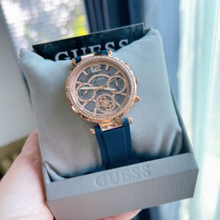 ⌚💙นาฬิกาข้อมือ Guess มีประกันศูนย์ ตัวเรือนสเตนเลสสีโรสโกลด์ สายซิลิโคน