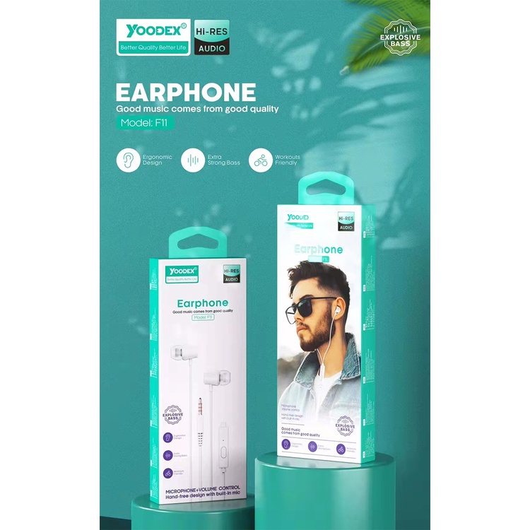 YOODEX หูฟังอินเอียร์ แบบมีสาย หูฟังกีฬาWired Headphone Headset Stereo เบสแน่นเสียงดี ช่องเสียบ 3.5ม