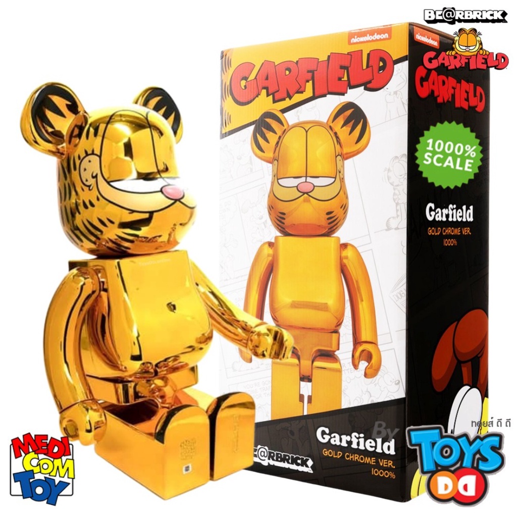 BE@RBRICK GARFIELD GOLD CHROME Version 1000%, 400％ & 100