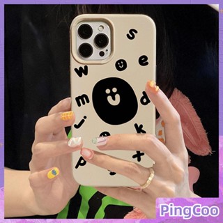 PingCoo - Candy Case For iPhone 14 13 12 11 Plus Pro Max XR TPU Soft Glossy Khaki Case Creative Smiley Letters Camera Protection Shockproof Back Cover