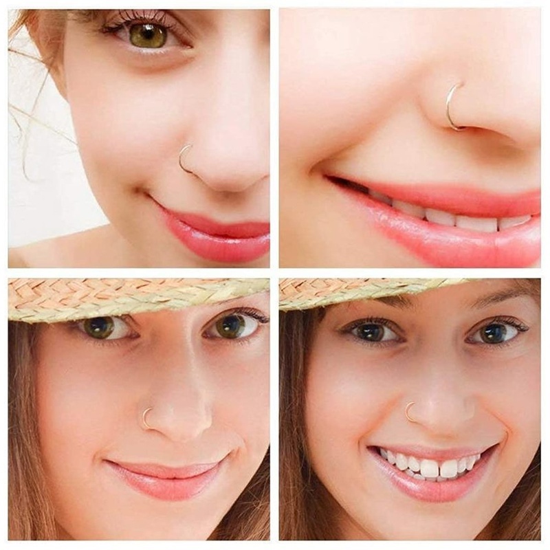 เครื่องประดับ จิวเจาะจมูก สเตนเลส รูปตัว C สไตล์แฟชั่น สําหรับผู้หญิง และผู้ชาย 2 ชิ้น - รูปที่ 5