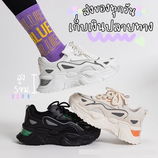 try.store รองเท้าผ้าใบผู้หญิง เสริมส้นสูง สไตล์เกาหลี ไซส์36-41