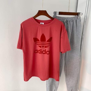 ADIDASชุด2ชิ้น เสื้อแขนสั้น+กางเกงยาว ผ้าดีใส่สบาย สวมใส่ได้ทั้งช/ญ