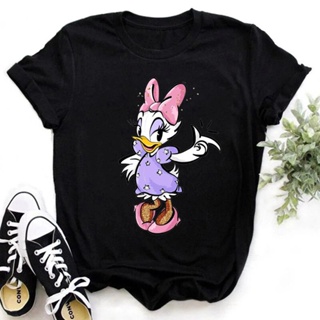 Disney Daisy Duck Graphic Print T-shirt Women Harajuku Aesthetic Blac Tops Tshirt New Summer Fashion Vintage Female T Sh