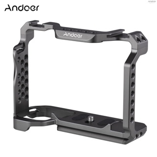 Andoer Aluminum Alloy Camera Cage with Dual Cold Shoe Universal 1/4 3/8inch Threaded Holes with Magnetic Wrench Replacement for  A7SIII