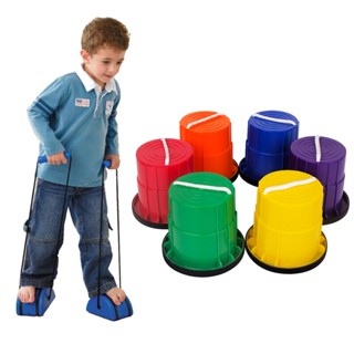 Seedopia sport 1 Pairs Toy Plastic Balancing Bucket Stilts Walking Cups for Children Kid Seedopia sport 1 คู่ของเล่นพลาส