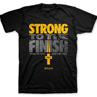 [COD] เสื้อยืดแขนสั้นลําลอง ผ้าฝ้าย 100% พิมพ์ลาย Kerusso Strong Finish Christians พลัสไซซ์ ของขวัญวันเ