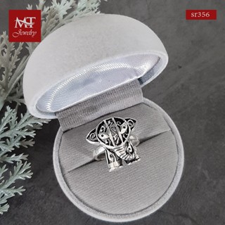 MT แหวนเงินแท้ รูปช้าง งานรมดำ ไซส์: 53 Solid 925 Sterling Silver Elephant Ring (sr356) MT Jewelry มณีธารา