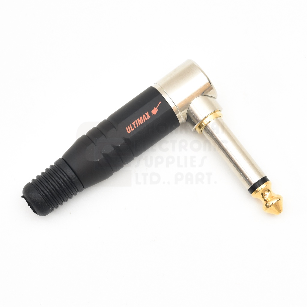 ULTIMAX Noise Killer หัวแจ็คกีต้าร์ Mono ไม่มีเสียงรบกวนตอนเสียบ หัวงอ (SwitchPlug silentPlug) รุ่น BES-AUD6.3MRGH-B-GG