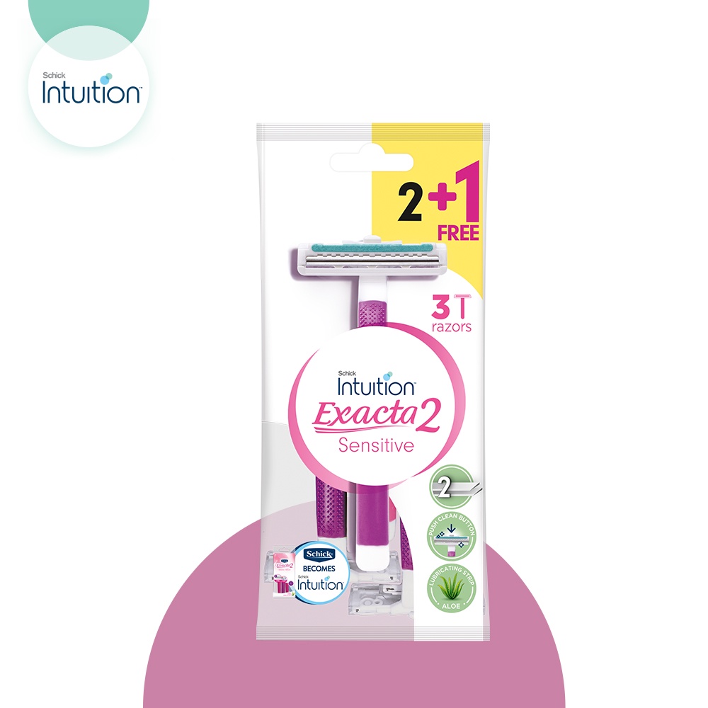 Schick มีดโกน Exacta 2 Sensitive แพ๊ค 2 ฟรี 1 (IE2W3)