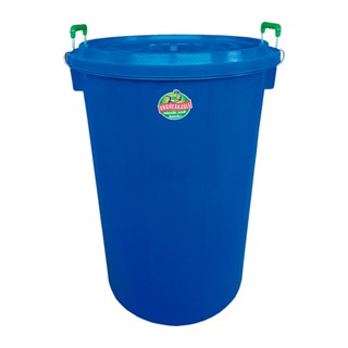 บิ๊กวัน ถังน้ำทรงอ้วน พร้อมฝา ขนาด 80 ลิตร สีน้ำเงิน Big One Fat-shaped water tank with lid, size 80 liters, blue