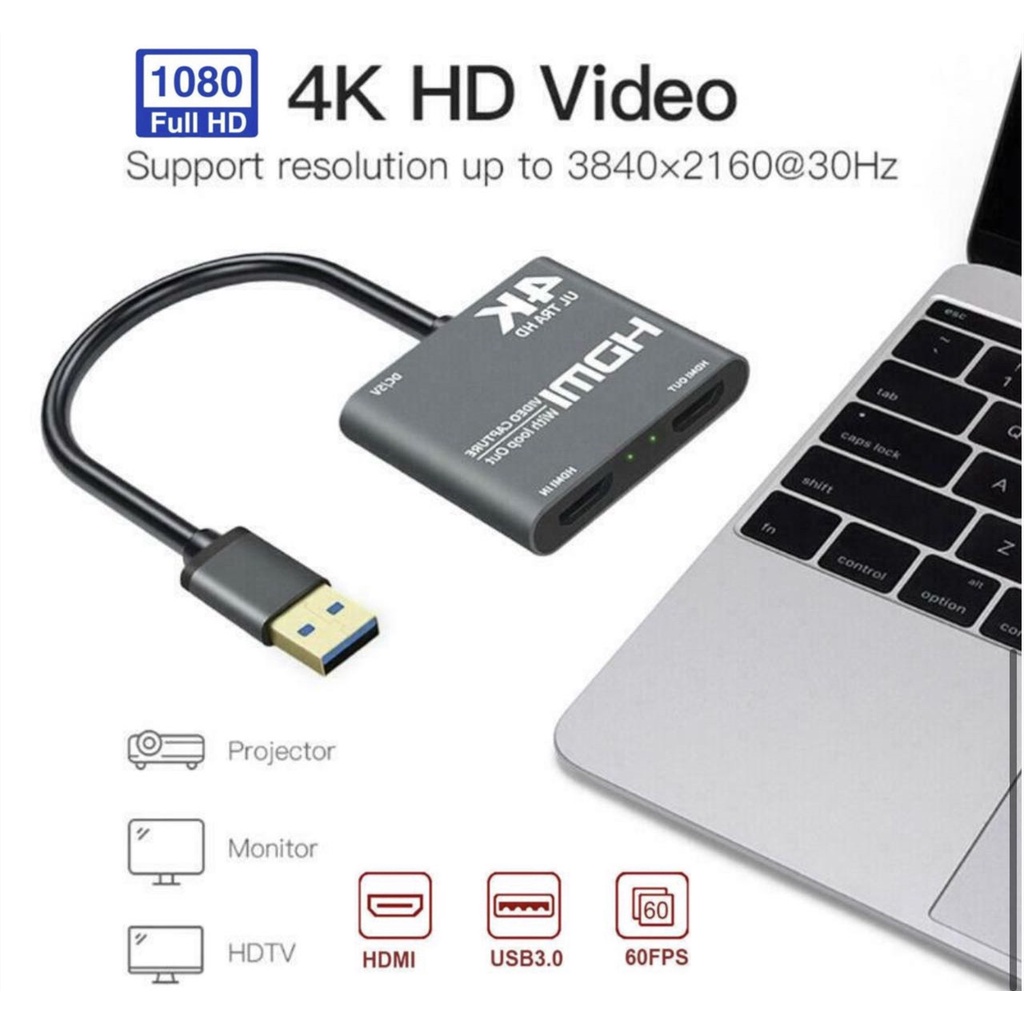 4K 60Hz HD Video Capture Card 1080P บันทึกแผ่นที่ถ่ายทอดสดกล่อง USB 3.0 Grabber สำหรับPS4กล้อง