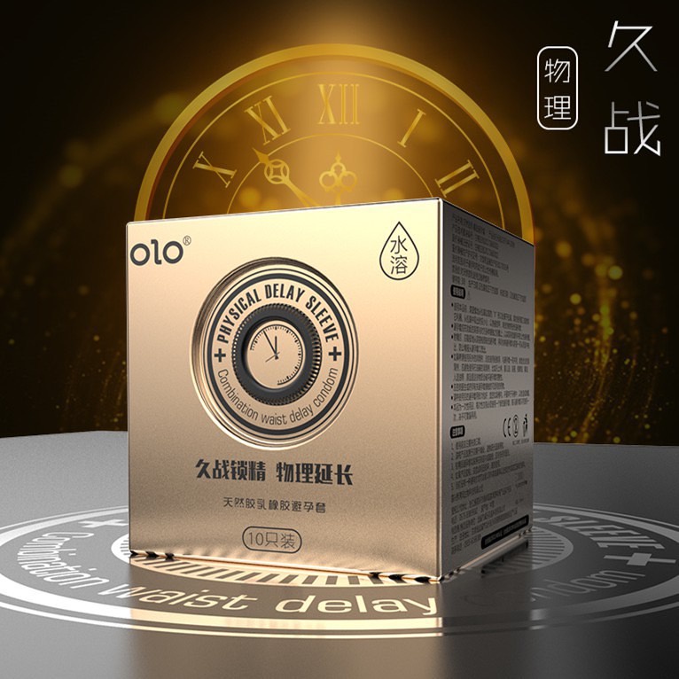 OLO NEO Lasting delay condoms 50-52-54mm ถุงยาง (10ชิ้น/1กล่องทอง) ขนาดบางเฉียบ 0.01มม ถุงยางราคาถูก