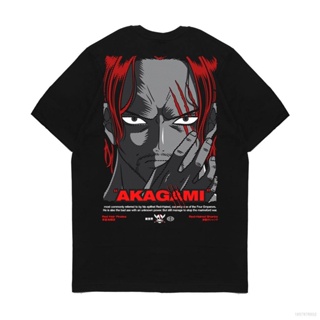 อะนิเมะเย็น One Piece SHANKS Tshirt อะนิเมะเสื้อแขนสั้นเสื้อลําลองหลวมทีแฟชั่นเสื้อกราฟิกด้านบน r,;_15