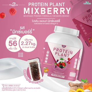 Protein Plant โปรตีนแพลนท์ สูตร 2 ( รสมิกซ์เบอร์รี่ ) โปรตีนจากพืช 5 ชนิด ออแกรนิค ฟรีไข่มุกบุก 56 ซอง (ปริมาณ 2.27 kg.)