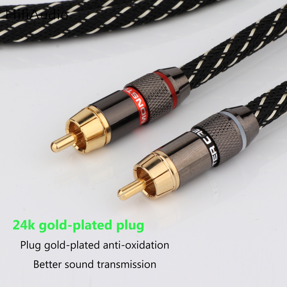 คู่ Carare L-4E6S OFC ทองแดงสาย RCA High-Performance Premium Hi-Fi Audio 2RCA ถึง 2RCA เชื่อมต่อกันสาย