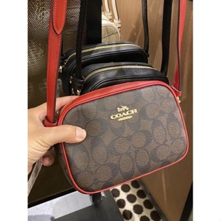 พร้อมส่ง แท้ 🇺🇸💯% New Coach Mini Jamie Camera Bag In Signature Canvas (C9926) GOLD/BROWN 1941 RED