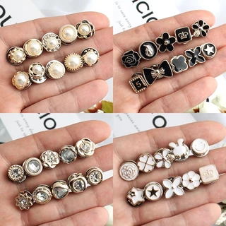 10/50 ชิ้น/เซ็ตผู้หญิงแฟชั่นเสื้อมุกปุ่มฟรีจักรเย็บผ้าเข็มกลัดปุ่มเสื้อผ้าอุปกรณ์ตกแต่งชุด butang baju melayu