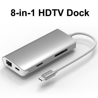 อะแดปเตอร์การ์ดรีดเดอร์ USB 3.1 Type C เป็น HDMI HD 4K TF SD USB 3.0 Rj45 สําหรับ MacBook Pro Air โน้ตบุ๊ก PC เป็น TV