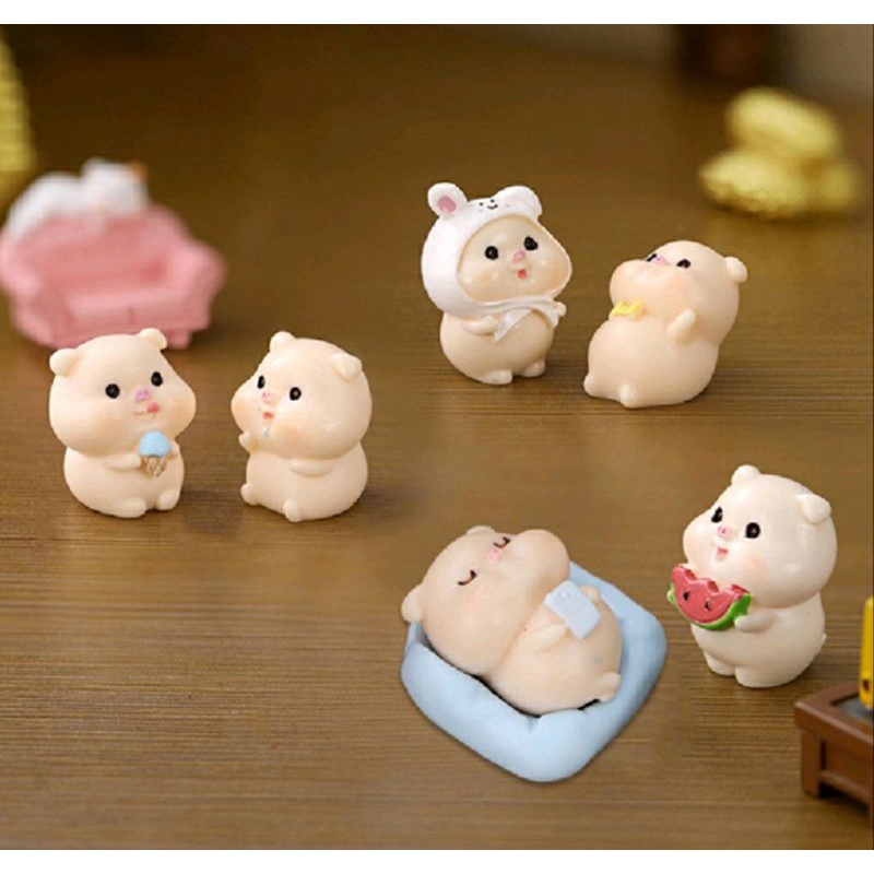 (พร้อมส่งในไทย) ตุ๊กตาแต่งสวนชุดน้องหมูจิ๋ว ตุ๊กตาแต่งบ้าน แต่งเค้ก พร็อพถ่ายรูป