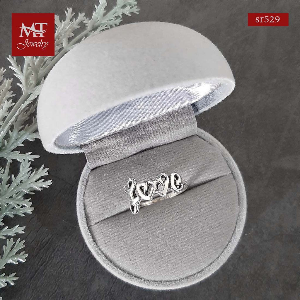 MT แหวนเงินแท้ คำว่า Love (เลิฟ) ไซส์ 53 Sterling Silver Ring (sr529) MT Jewelry มณีธารา