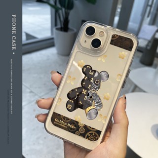 เคสโทรศัพท์มือถือแบบนิ่ม TPU ใส กันกระแทก ลายหมี Powr น่ารัก สําหรับ IPhone 11 14 13 12 Pro XS Max X XR 7 8 6 6S Plus