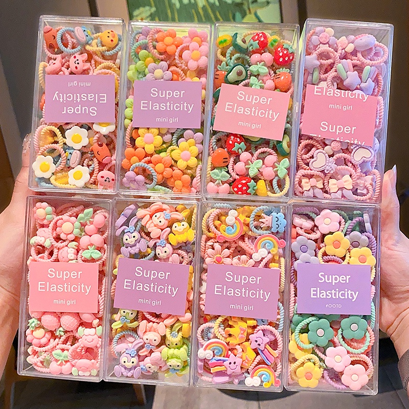 ยางรัดผมน่ารัก ขนาดเล็ก สไตล์เกาหลี สําหรับเด็ก 30 ชิ้น/ชุด