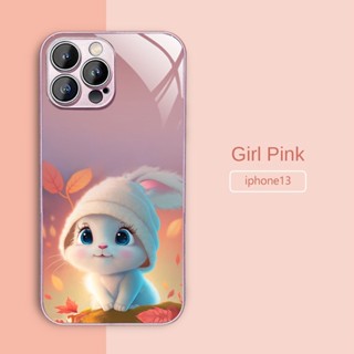 เคสโทรศัพท์มือถือแบบแก้ว ลายกระต่ายน่ารัก สําหรับ IPHONE 14 14PLUS 14PRO 14PROMAX