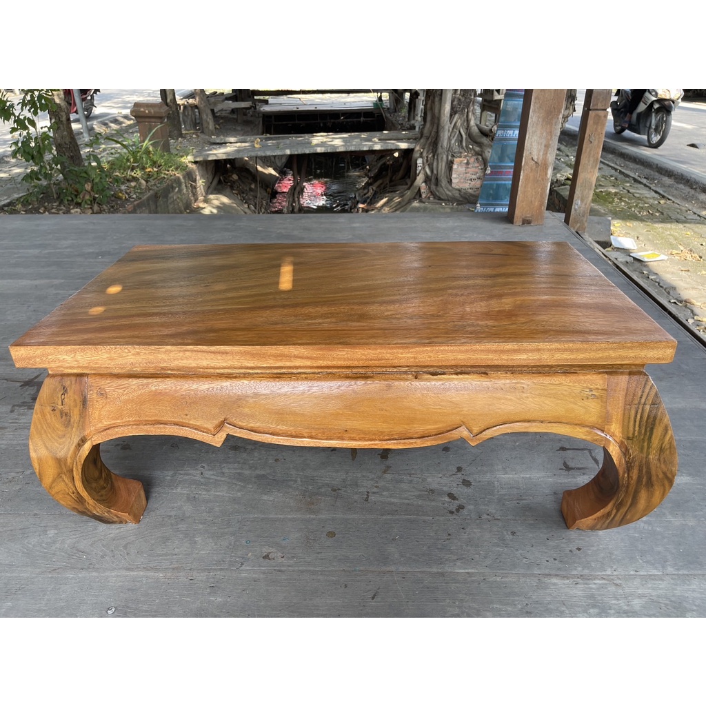 โต๊ะกลาง โต๊ะข้าง ฐานพระ แบบเรียบ ขาคู้ ไม้จามจุรี 2 ขนาด คลาสิค ตั่งขาคู้ ตั่งนั่ง  โต๊ะวินเทจ ฐานพระ