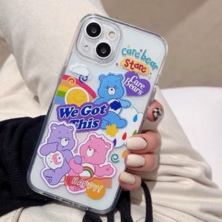 เคสโทรศัพท์มือถือแบบนิ่ม TPU ใส กันกระแทก ลายหมีน่ารัก สําหรับ IPhone 14 13 12 11 Pro XS Max X XR 7 8 6 6S Plus