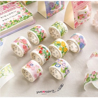 New!! เทปสติ๊กเกอร์ เทป ลายดอกดอกไม้ flower tape flowers line เทปเส้น เทปสติ๊กเกอร์ตกแต่ง ดอกไม้