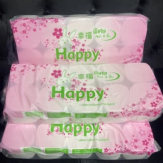 กระดาษทิชชู่ไร้แกน กระดาษชำระ Happy แพ็คละ 10 ม้วน พร้อมส่ง Happy ไร้แกน