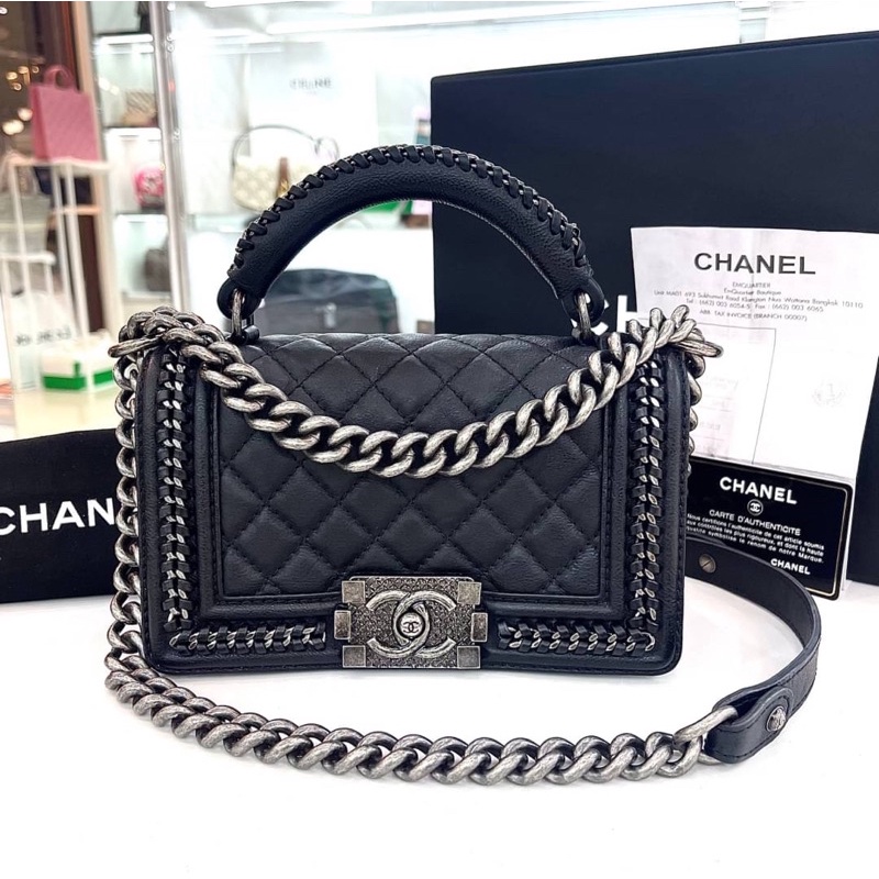 Chanel Boy 8”Calfskin Top Handle❤️‍🔥🖤