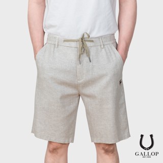 GALLOP : LINEN SHORTS กางเกงขาสั้นผ้าลินิน รุ่น GS9005  สีขาวอมเทา