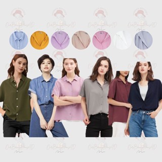 [8Warna] Gu by UNIQLO Wanita Airyshirt Airy Shirt Dusky Black Navy