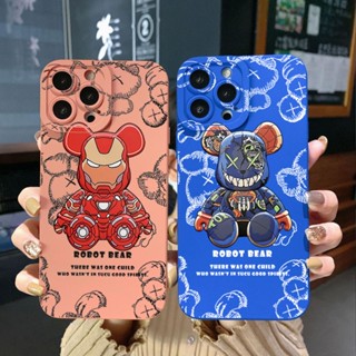 เคสโทรศัพท์มือถือ ขอบสี่เหลี่ยม ลายหมีตลก สําหรับ OPPO A16 A15 A16E A16k A95 Reno6 Z 5G A94 A54 A74 4G A53 A76 A96 4G A12 A5S A7