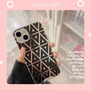 [พร้อมส่ง] เคสโทรศัพท์มือถือแบบกระจก ทรงสามเหลี่ยม ลายตาราง สําหรับ iPhone 14 13 12 11 PROMAX XS XR XSMAX SE2020 6 7 8PLUS MINI