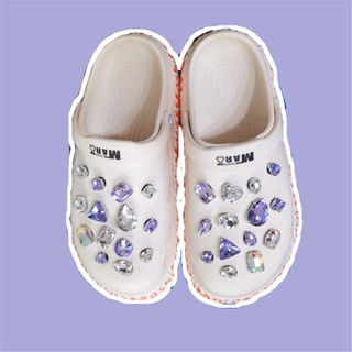 Jibitz Crocs เครื่องประดับ จี้คริสตัล เพชรเทียม สีทอง สไตล์เกาหลี สําหรับผู้หญิง