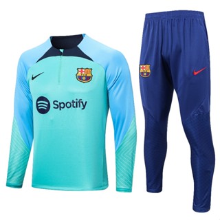 [พร้อมส่ง] เสื้อแจ็กเก็ตแขนยาว ลายทีมชาติฟุตบอล Barcelona 2022-23 มีซิปครึ่งตัว คุณภาพสูง ไซซ์ S-2XL UMIE